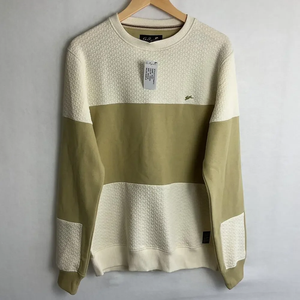 A. Tiziano Tan Khaki Jacquard Knit Crewneck Mens M NWT